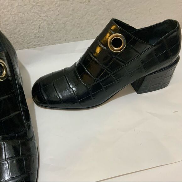 New Tibi Marlow  Women's 7 EU 37 Black Croc Embossed Leather Italy - Picture 3 of 9